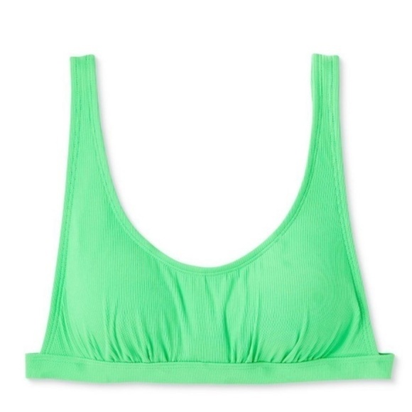 WILD fable ribbed scoop bralette bikini top lime green size XS - Picture 1 of 2